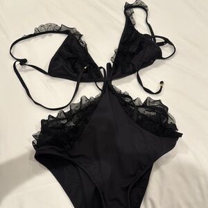 Zimmermann Black Lace Trim Bra Intimates